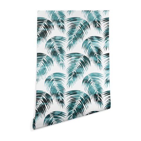 Schatzi Brown Maui Palm Green and White Wallpaper
