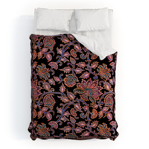 Schatzi Brown Mendhi Floral Black Comforter