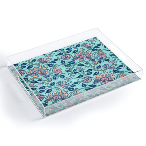 Schatzi Brown Mendhi Floral Mint Acrylic Tray