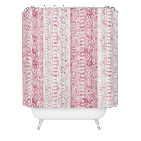 Schatzi Brown Mendhi Pink and White Shower Curtain
