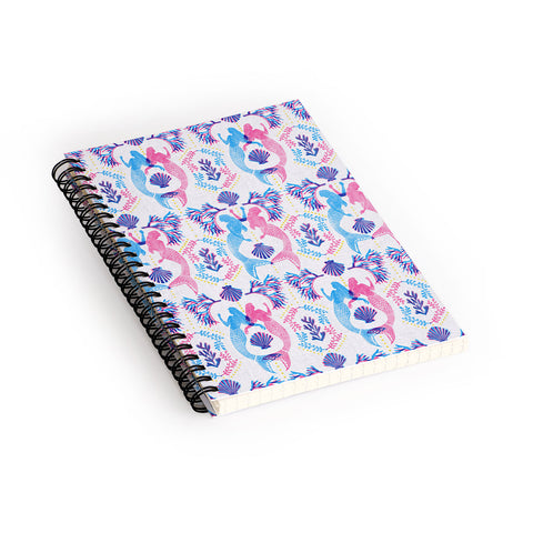 Schatzi Brown Mermaid Damask Spiral Notebook