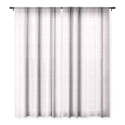 Schatzi Brown Modern Mud Cloth 6 Pink Sheer Window Curtain