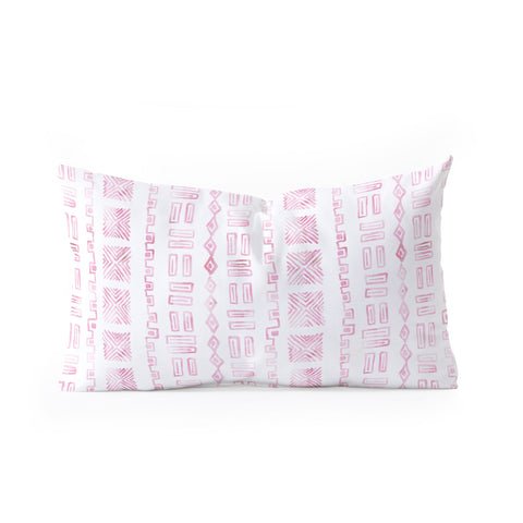 Schatzi Brown Modern Mud Cloth 6 Pink Oblong Throw Pillow