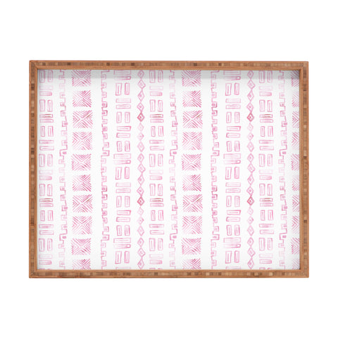 Schatzi Brown Modern Mud Cloth 6 Pink Rectangular Tray