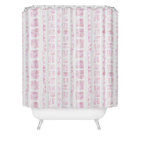 Schatzi Brown Modern Mud Cloth 6 Pink Shower Curtain