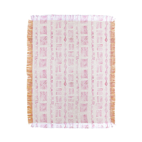 Schatzi Brown Modern Mud Cloth 6 Pink Throw Blanket