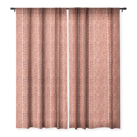 Schatzi Brown Modern Mudcloth Rust Sheer Window Curtain