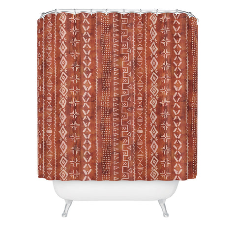 Schatzi Brown Modern Mudcloth Rust Shower Curtain