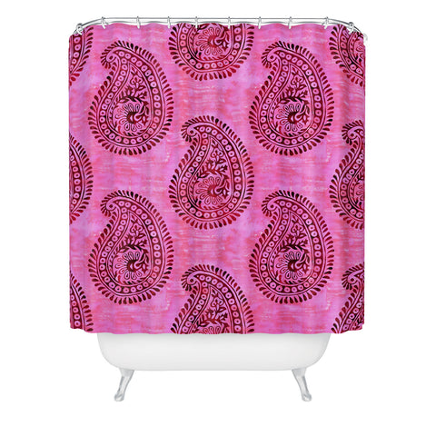Schatzi Brown Mora Paisley Hot Pink Shower Curtain