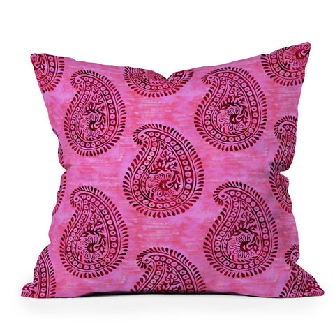 Schatzi Brown Mora Paisley Hot Pink Throw Pillow