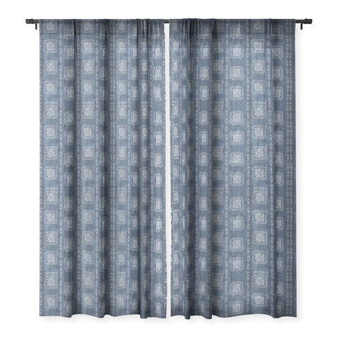 Schatzi Brown Mudcloth 3 Denim Sheer Window Curtain