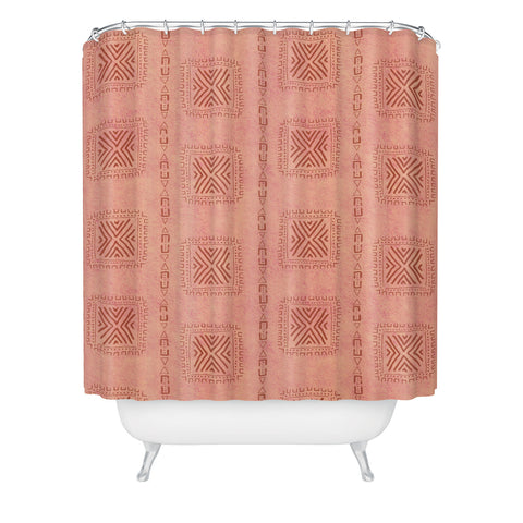 Schatzi Brown Mudcloth 3 Terracotta Shower Curtain
