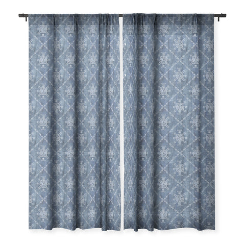 Schatzi Brown Mudcloth 4 Denim Sheer Window Curtain