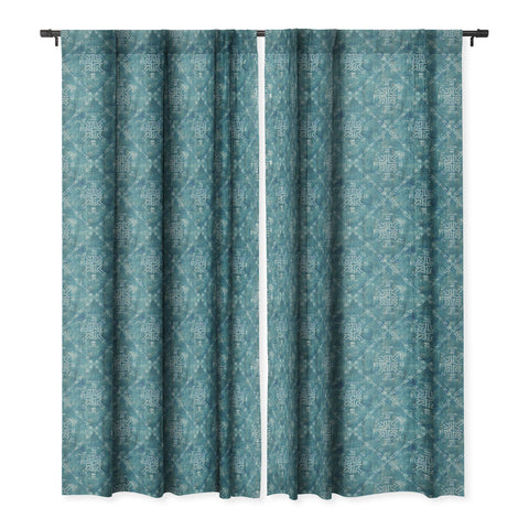 Schatzi Brown Mudcloth 4 Turquoise Blackout Window Curtain