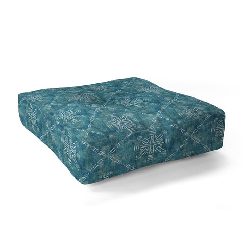 Schatzi Brown Mudcloth 4 Turquoise Floor Pillow Square