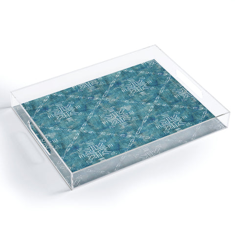 Schatzi Brown Mudcloth 4 Turquoise Acrylic Tray