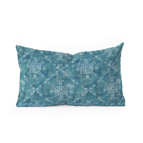Schatzi Brown Mudcloth 4 Turquoise Oblong Throw Pillow