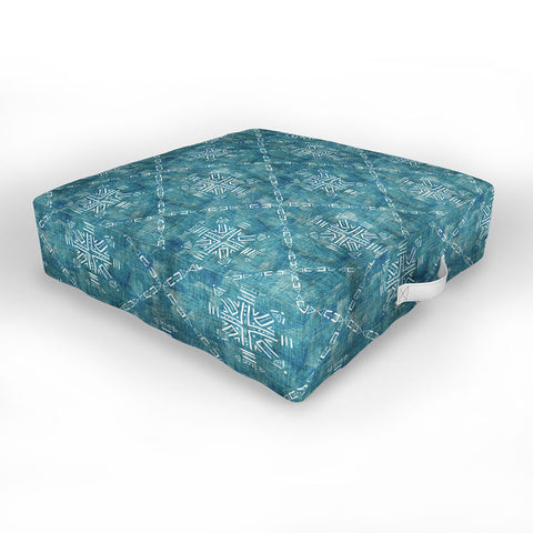 Schatzi Brown Mudcloth 4 Turquoise Outdoor Floor Cushion