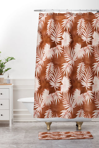 Schatzi Brown Osprey Orange Shower Curtain And Mat