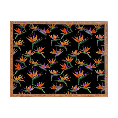 Schatzi Brown Painted Bird Black Rectangular Tray