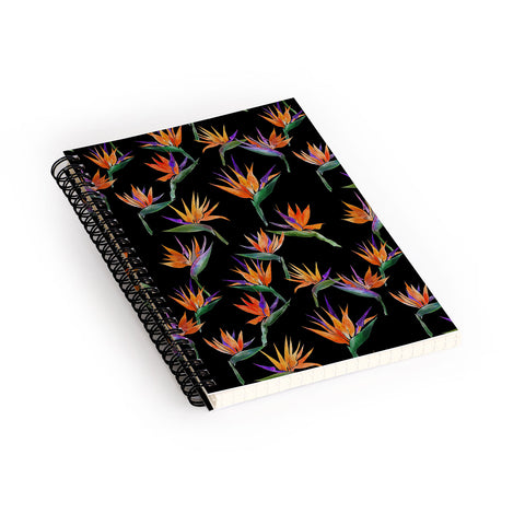 Schatzi Brown Painted Bird Black Spiral Notebook