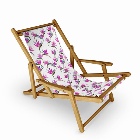 Schatzi Brown Painted Bird Hot Pink Sling Chair