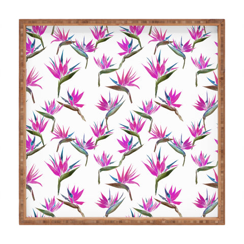 Schatzi Brown Painted Bird Hot Pink Square Tray