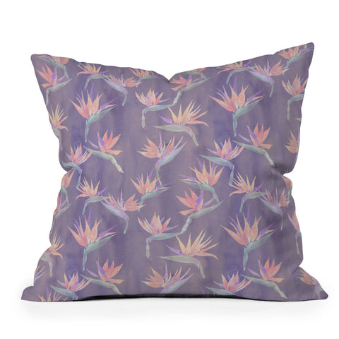 Schatzi Brown Painted Bird Lilac Throw Pillow