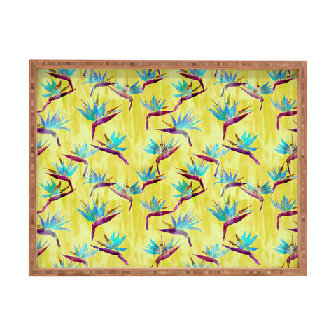 Schatzi Brown Painted Bird Yellow Rectangular Tray