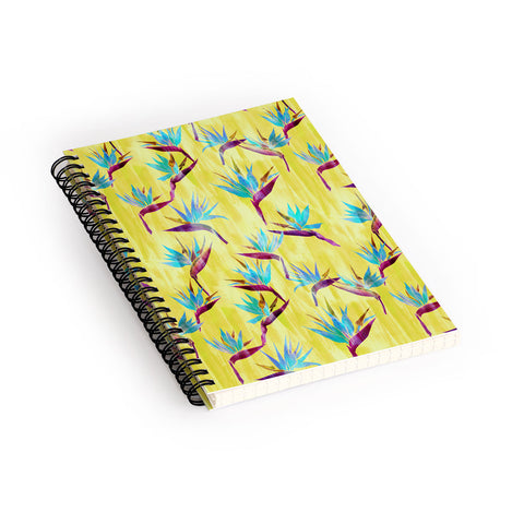 Schatzi Brown Painted Bird Yellow Spiral Notebook