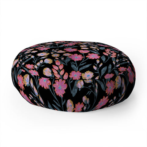 Schatzi Brown Penelope Floral Noir Brights Floor Pillow Round