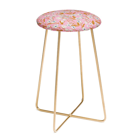 Schatzi Brown Penelope Floral Pink Counter Stool