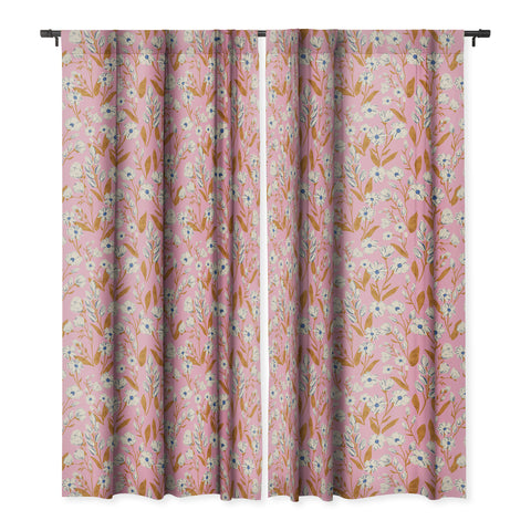 Schatzi Brown Penelope Floral Pink Blackout Window Curtain