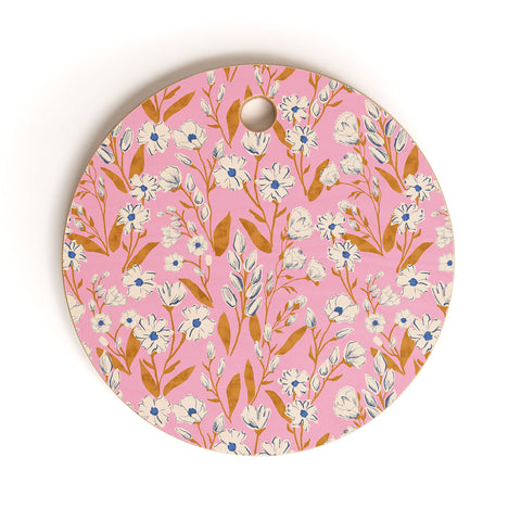 Schatzi Brown Penelope Floral Pink Cutting Board Round