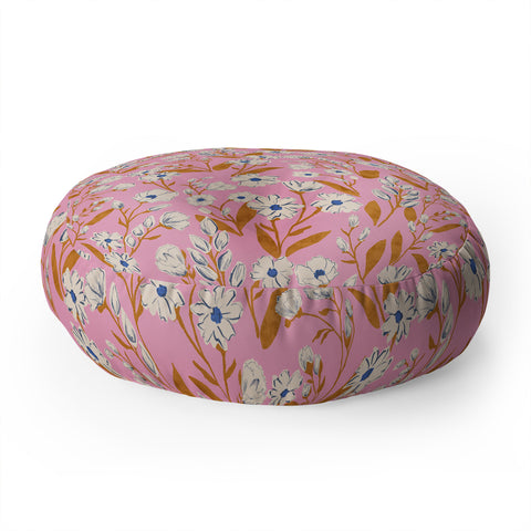 Schatzi Brown Penelope Floral Pink Floor Pillow Round