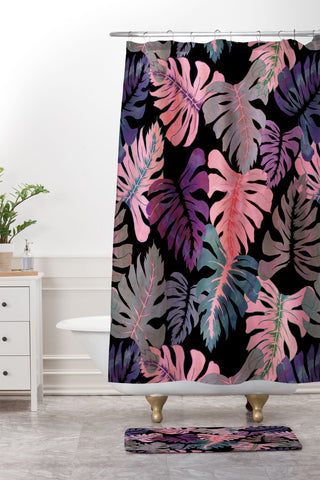 Schatzi Brown Phoenix Tropical Pink Shower Curtain And Mat
