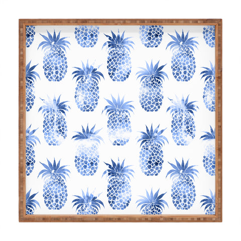 Schatzi Brown Pineapples Blue Square Tray