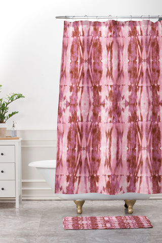 Schatzi Brown Quinn Tie Dye Pink Shower Curtain And Mat