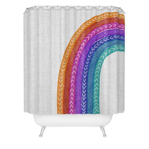 Schatzi Brown Rainbow Tribal Jumbo Shower Curtain