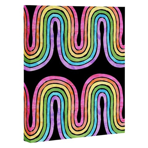 Schatzi Brown Rainbow Wave Black Art Canvas