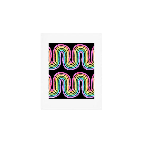 Schatzi Brown Rainbow Wave Black Art Print