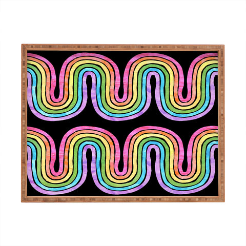 Schatzi Brown Rainbow Wave Black Rectangular Tray