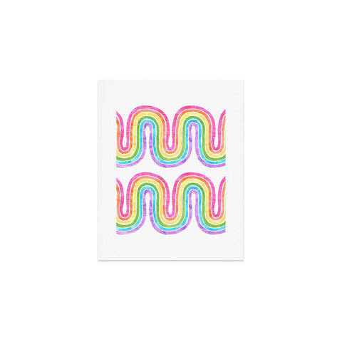 Schatzi Brown Rainbow Wave White Art Print