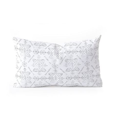 Schatzi Brown Reeve Pattern White Oblong Throw Pillow