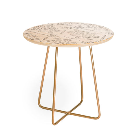 Schatzi Brown Reeve Pattern White Round Side Table