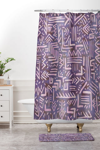 Schatzi Brown Remi Tribal Muted Shower Curtain And Mat