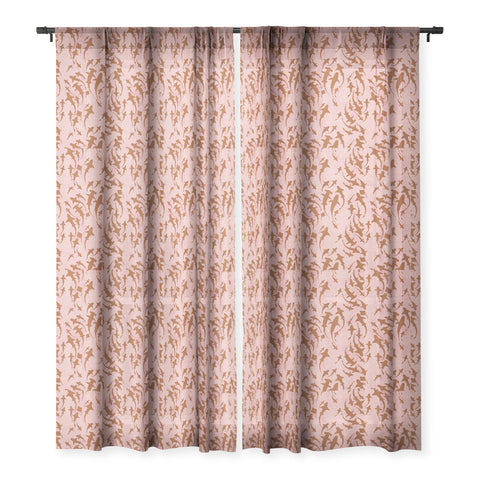 Schatzi Brown Sharky Pink Sheer Window Curtain
