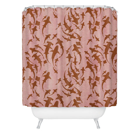 Schatzi Brown Sharky Pink Shower Curtain