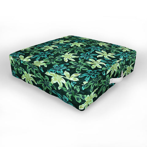 Schatzi Brown Sunrise Floral Green Outdoor Floor Cushion