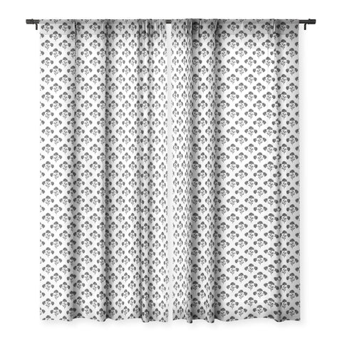 Schatzi Brown Suri Floral Black and White Sheer Window Curtain